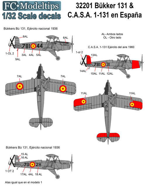 32001 Bücker Bü 131 & CASA 1131 en España, escala 1/32