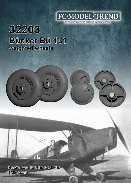 32203 Bükker Bü 131 ruedas con peso, escala 1/32