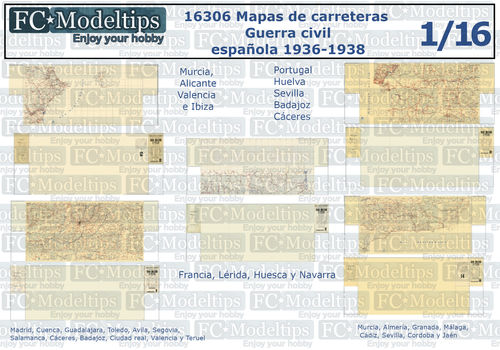 16306 Mapas de carreteras guerra civil española, escala 1/16