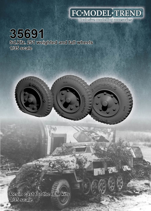 35691 Sd.Kfz 251 ruedas con peso + rueda pinchada, escala 1/35