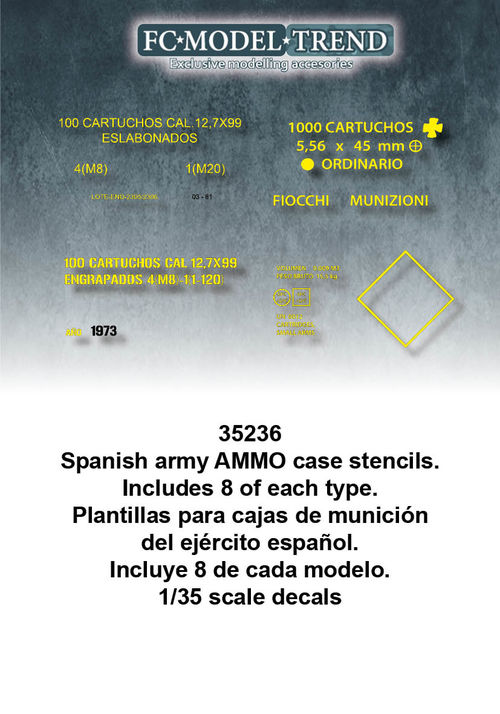 35236 Cajas de munición del ejército español, calcas escala 1/35