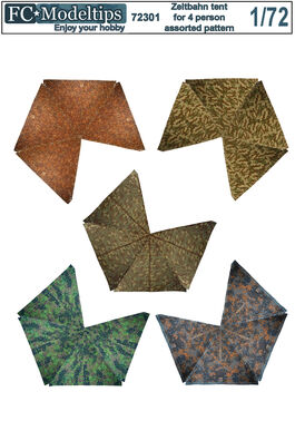72301 Tiendas zeltbahn para 4 personas, estampados surtidos, escala 1/72