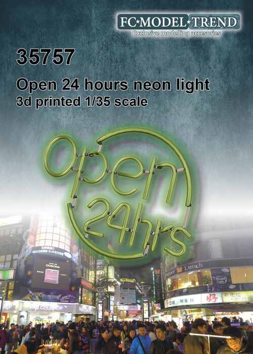 35757 Open 24hrs, cartel de neón, escala 1/35