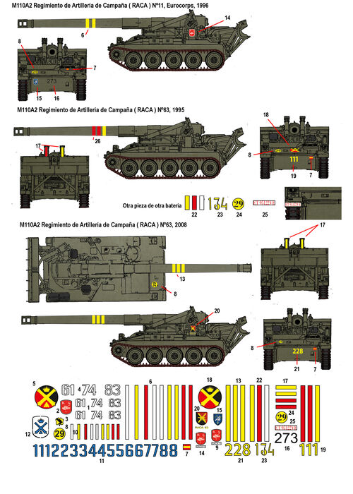 35218 Calcas para el M107 y M110 en España, escala 1/35