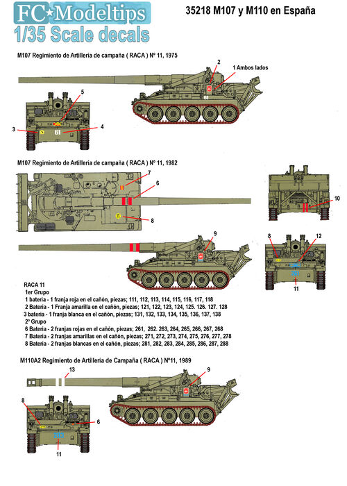 35218 Calcas para el M107 y M110 en España, escala 1/35