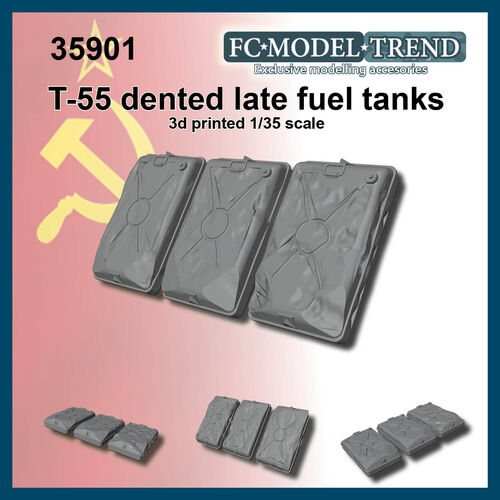 35901 T55 tardío, tanques de combustible abollados. Escala 1/35.
