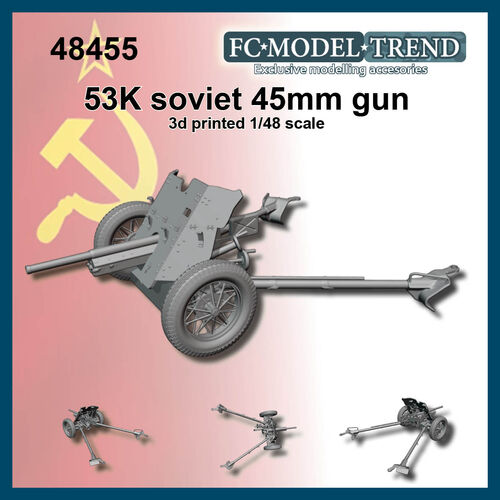 48455 53K cañón soviético de 45mm. Escala 1/48. Impreso en 3d.
