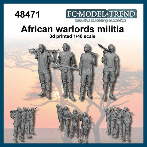 48471 Milicianos de los señores de la guerra africanos, escala 1/48.