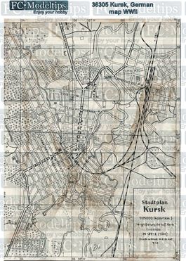 36305 Base Mapa alemán de Kursk, WWII, en papel adhesivo