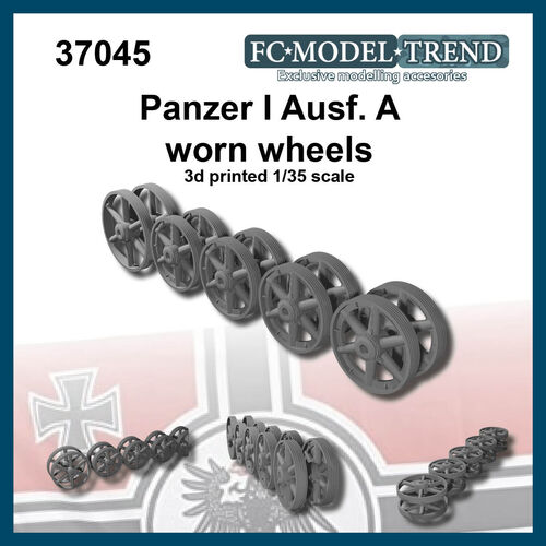 37045 Ruedas panzer I Ausf A gastadas. Escala 1/35.