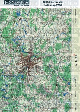 36315 Base Mapa norteamericano de Berlín, WWII, en papel adhesivo