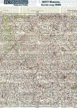 36317 Base Mapa soviético de Moscú, WWII, en papel adhesivo
