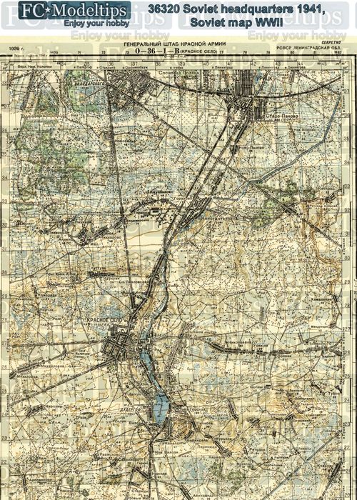36320 Base Mapa soviético de los puestos de mando, 1941 WWII, en papel adhesivo