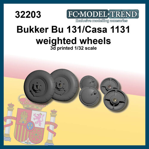 32203 Bükker Bü 131 ruedas con peso, escala 1/32