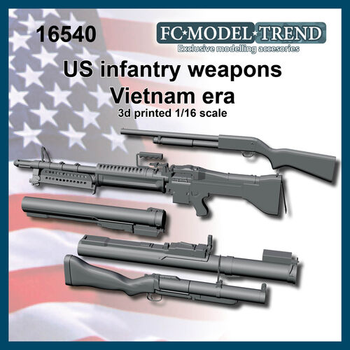 16540 Armas de infantería USA Vietnam, escala 1/16.