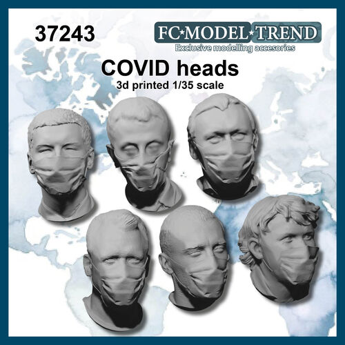 37243 Cabezas con mascarilla COVID, escala 1/35.