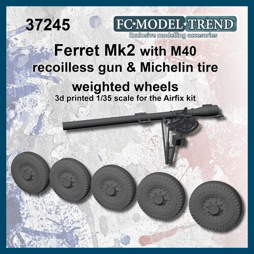 37245 Ferret, neumáticos Michelin y cañón M20, escala 1/35.