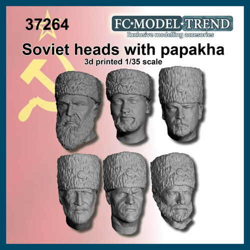 37264 Cabezas de soldados soviéticos WWIIcon papakha, escala 1/35.