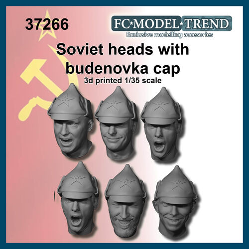 37266 Cabezas de soldados soviéticos con budenovka, escala 1/35.