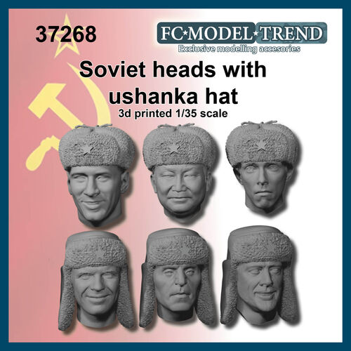 37268 Cabezas de soldados soviéticos con ushanka, escala 1/35.