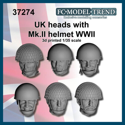 37274 Cabezas paracaidistas británicos con casco Mk.II, escala 1/35.