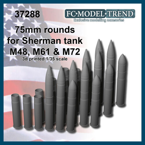 37288 Munición de 75mm para tanque Sherman, escala 1/35.