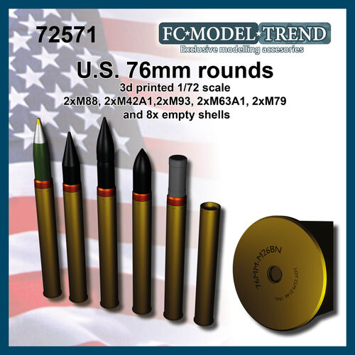 72571 Proyectiles 7,6cm USA WWII, escala 1/72.