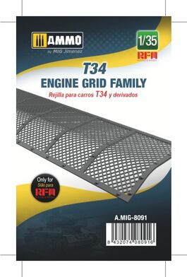 AMMO8091 T34 RFM engine deck mesh, 3d printed 1/35 scale.