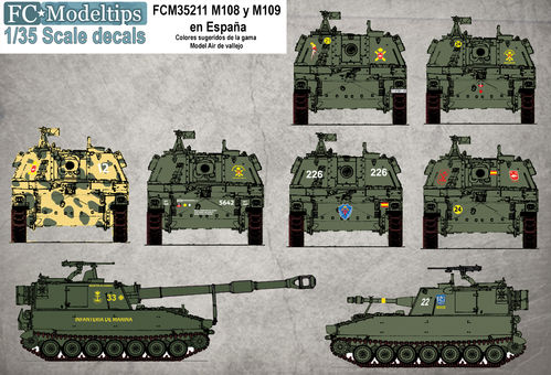 35211, M108 y M109 en España, calcas 1/35