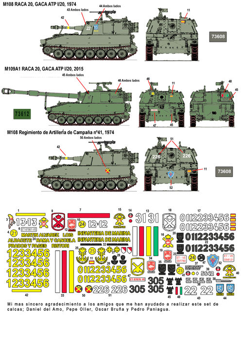 35211, M108 y M109 en España, calcas 1/35