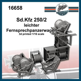 16658 SdKfz 250/2 leichter Fernsprechpanzerwagen cable layer vehicle, 1/16 scale.