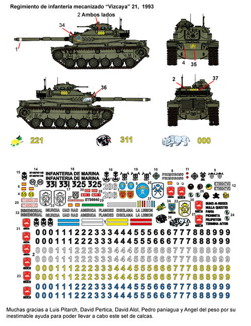 35217 M60 en España, calcas escala 1/35