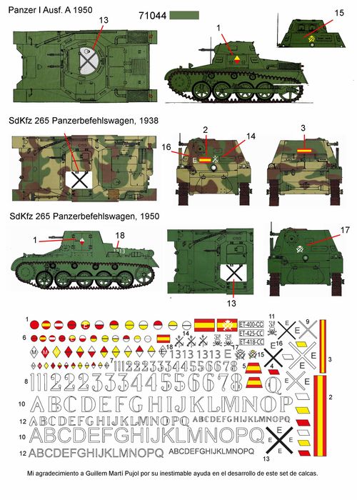 35222 Panzer I en España, calcas escala 1/35
