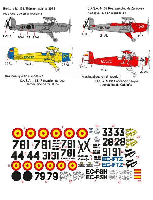 32001 Bücker Bü 131 & CASA 1131 en España, escala 1/32